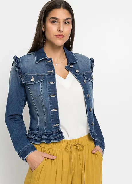 Veste en jean à volants, bonprix