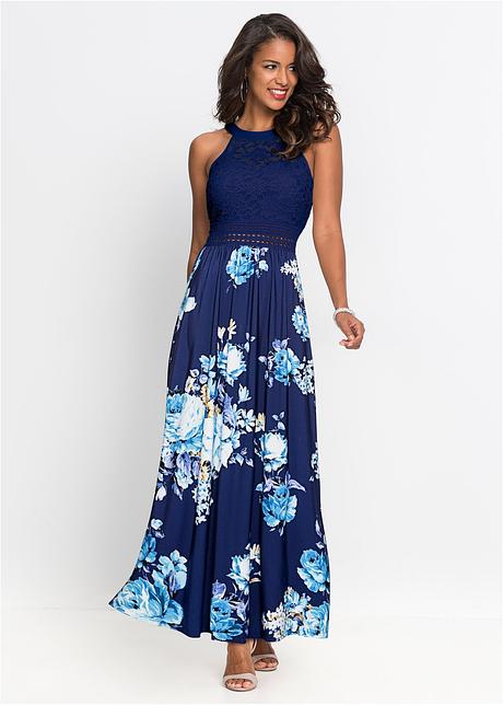 Magnifique robe avec buste en dentelle bleu fonc violet rose