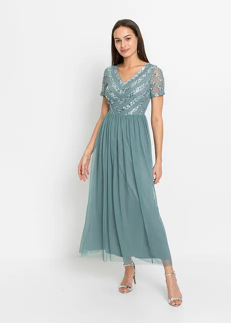 Robe longue brodée de sequins, bonprix