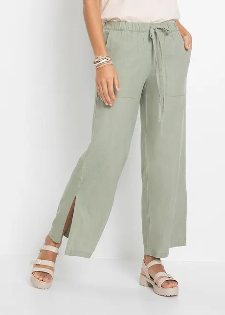 Pantalon large en lin mélangé, bonprix