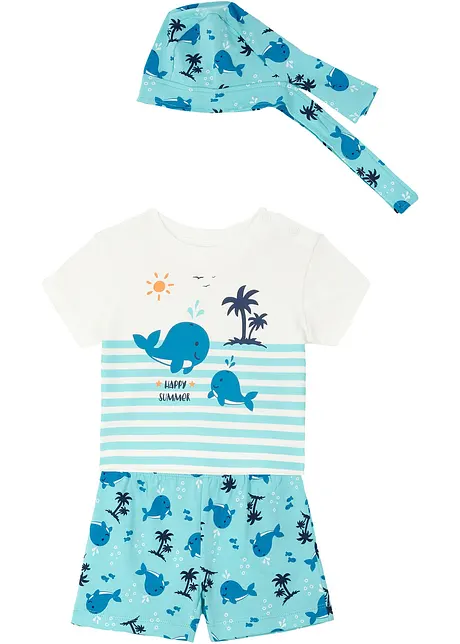 T-shirt + short + bandana bébé en coton (Ens. 3 pces.), bpc bonprix collection