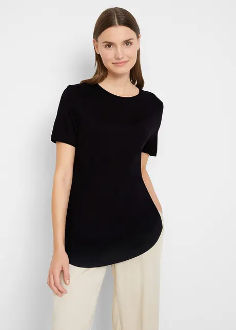 T-shirt long en viscose avec base arrondie, bonprix