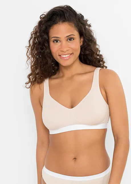 Lot de 2 soutiens-gorge sans armatures avec coton, bonprix