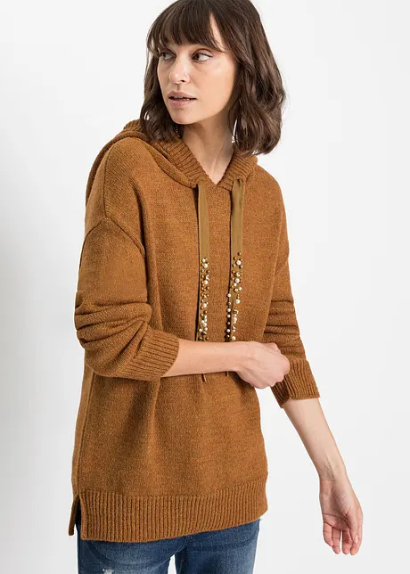 Pull en maille à capuche, bonprix