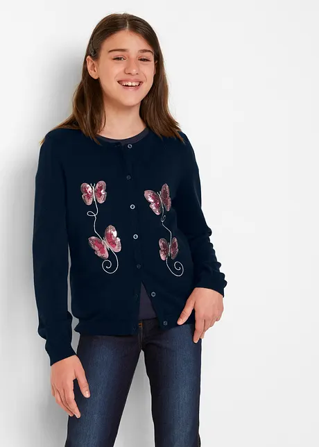 Gilet fille en fine maille à sequins, bonprix