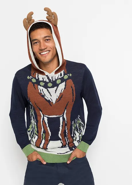 Pull à capuche avec motif de Noël, bonprix