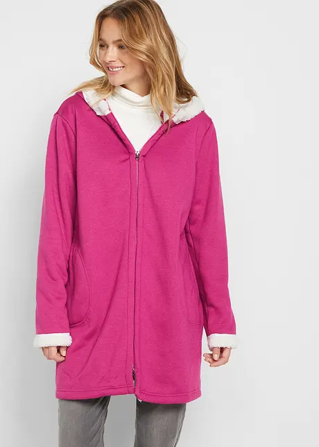Sweat zippé à capuche avec polaire peluche, bonprix