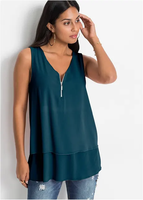 Top en viscose à encolure zippée, bonprix