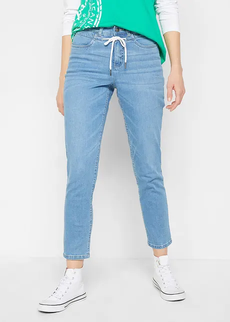 Jean boyfriend mid waist, ceinture à nouer, John Baner JEANSWEAR