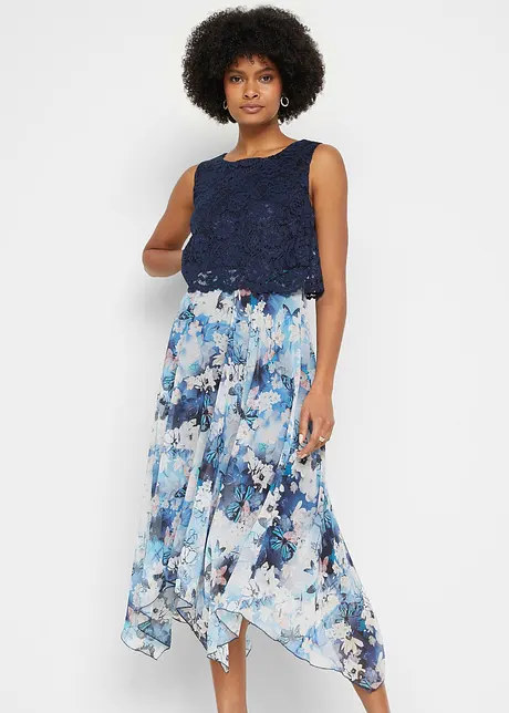 Robe en crêpe avec dentelle fine, bonprix