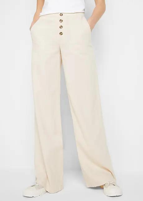 Pantalon palazzo en lin majoritaire, longueur XXL, bonprix