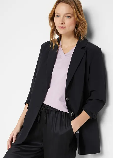 Blazer long avec manches froncées, bonprix