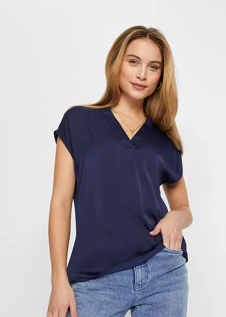 Blouse en satin à épaules descendues, bonprix