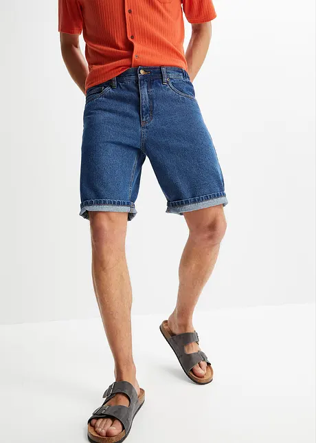 Bermuda en jean avec taille élastiquée sur les côtés, Classic Fit, bonprix