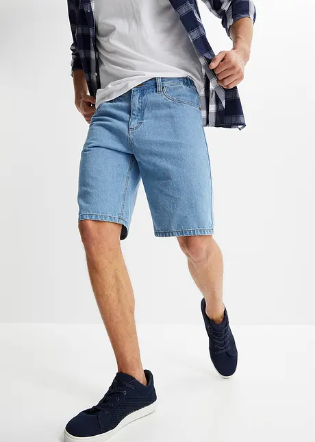 Bermuda en jean avec taille élastiquée sur les côtés, Classic Fit, bonprix