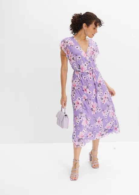 Robe midi imprimée en mesh, bonprix