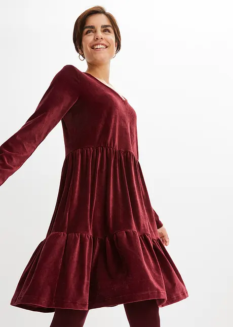 Robe en velours côtelé à volants, bonprix