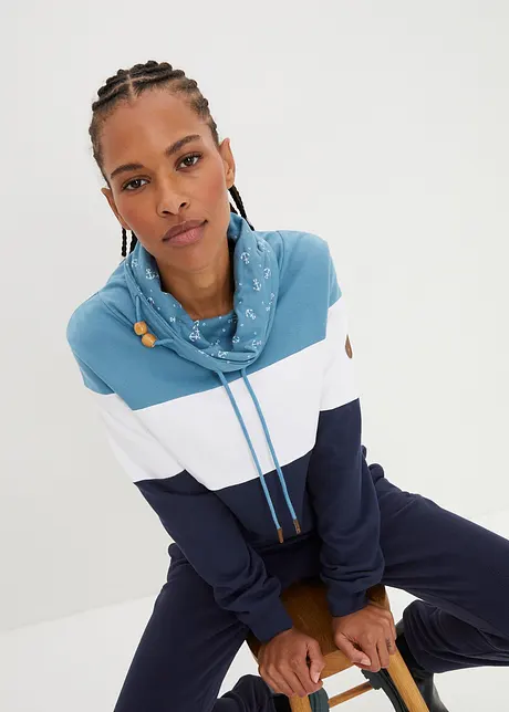 Sweat 100% coton à col imprimé, bonprix