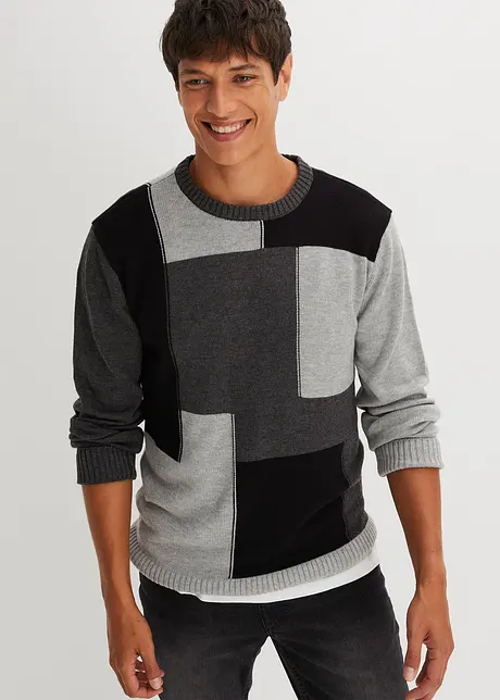 Pull coton col rond, bonprix