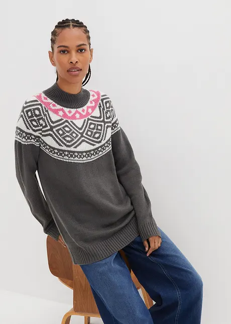 Pull norvégien avec fentes latérales, bonprix