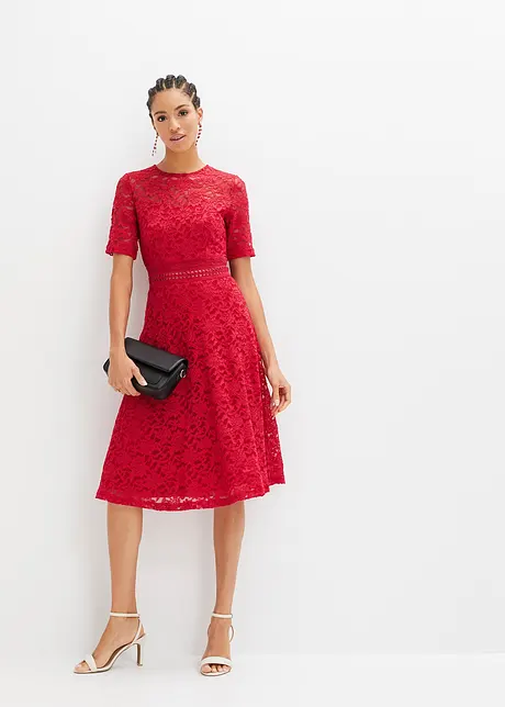 Robe en dentelle avec empiècement crochet, bonprix