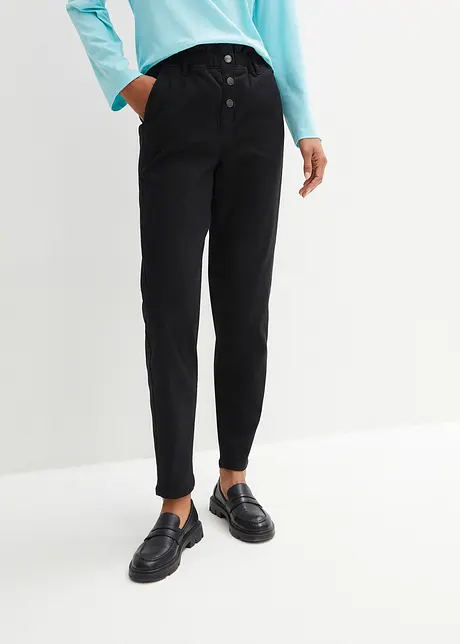 Pantalon en twill à taille haute élastiquée, bonprix