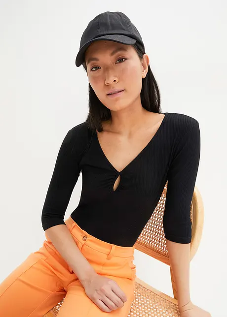 T-shirt côtelé en viscose douce, bonprix