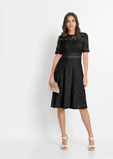 Robe en dentelle avec empiècement crochet, bonprix