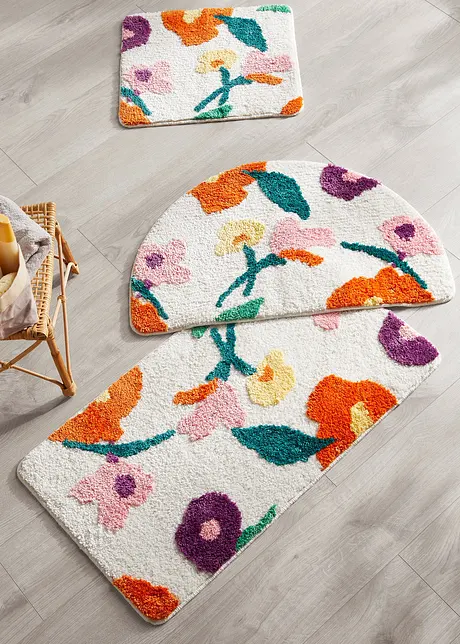 Tapis de bain tufté au motif floral multicolore, bonprix