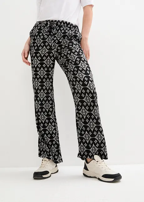 Pantalon palazzo imprimé avec taille élastiquée, bonprix