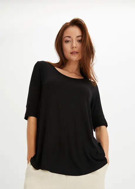 T-shirt à col rond en viscose douce, bonprix