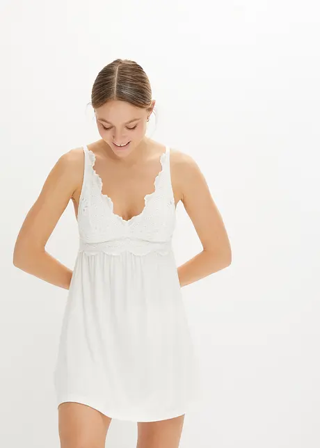 Nuisette en viscose avec broderies anglaises, bonprix