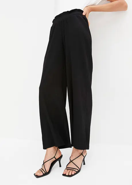 Pantalon en crêpe de jersey, taille haute, bonprix