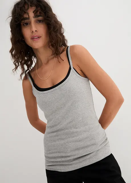 Lot de 3 tops à fines bretelles 100% coton, bonprix