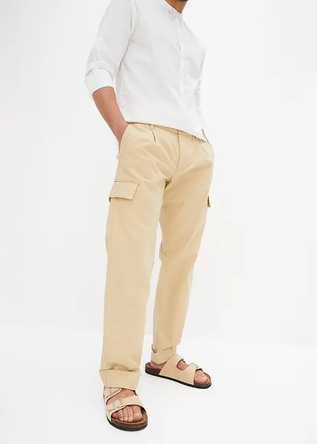 Pantalon cargo en lin majoritaire Regular Fit, Straight, bpc selection