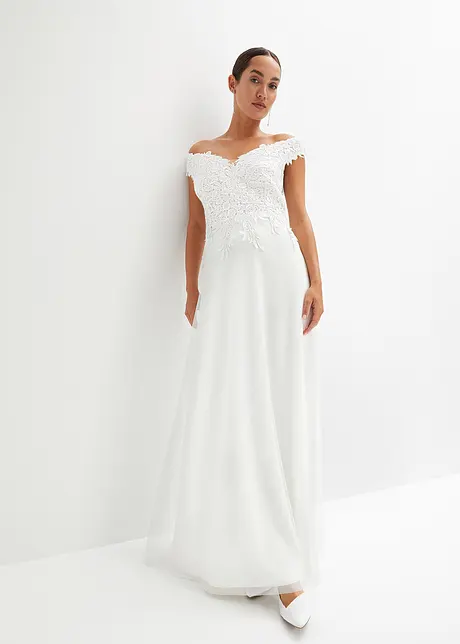 Robe de mariée à encolure Carmen avec dentelle, bonprix