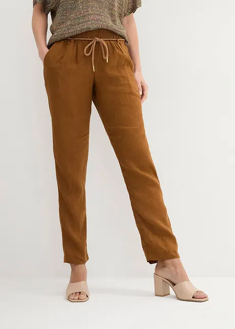 Pantalon taille élastique 100 % lin, bonprix