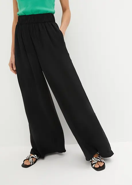 Pantalon palazzo léger et fluide, taille haute et confortable, long, bonprix