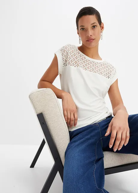 T-shirt avec dentelle, bonprix