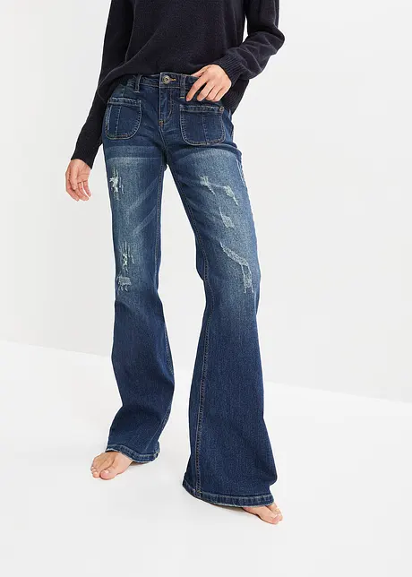 Jean évasé, taille basse, extensible, bonprix