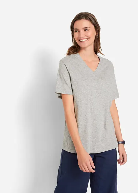 Lot de 5 T-shirts longs et amples à col V, bonprix