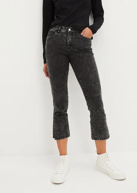 Jean straight, taille moyenne, cropped, extensible, bonprix