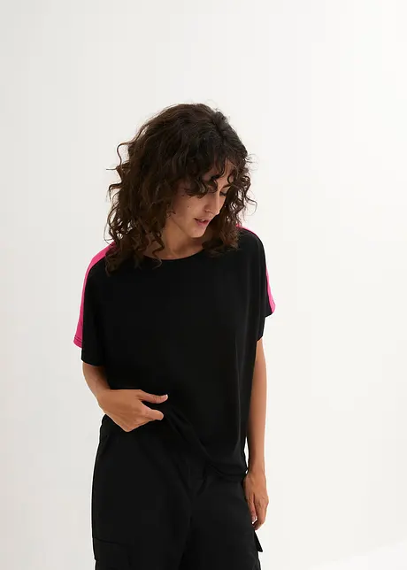 T-shirt 100% coton avec galon fluo, bonprix