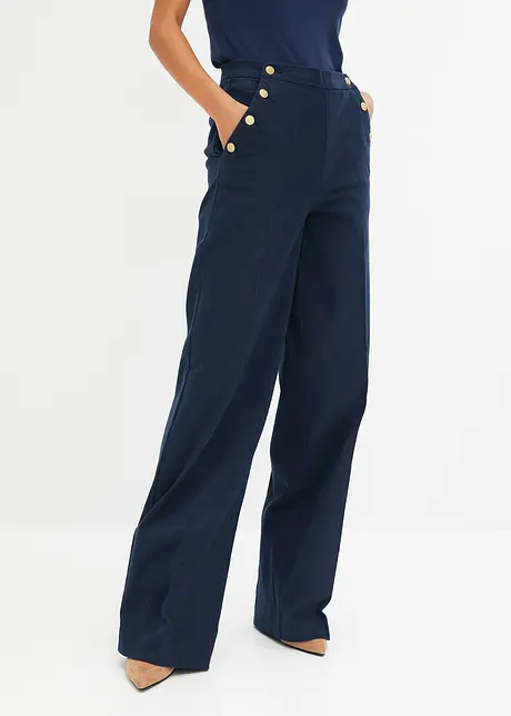 Pantalon Wideleg à boutons dorés, bonprix