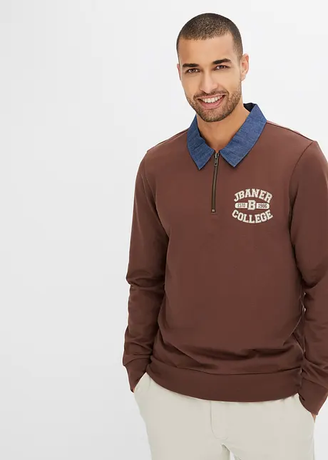 Sweat à col polo, bonprix