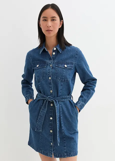 Robe en jean avec ceinture, bonprix