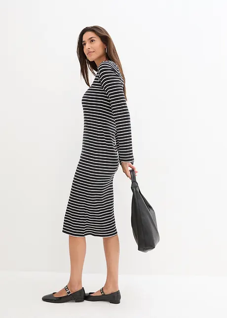 Robe rayée en jersey côtelé, bonprix