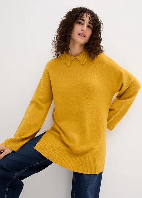 Pull oversize avec col roulé et fentes sur le côté, bonprix