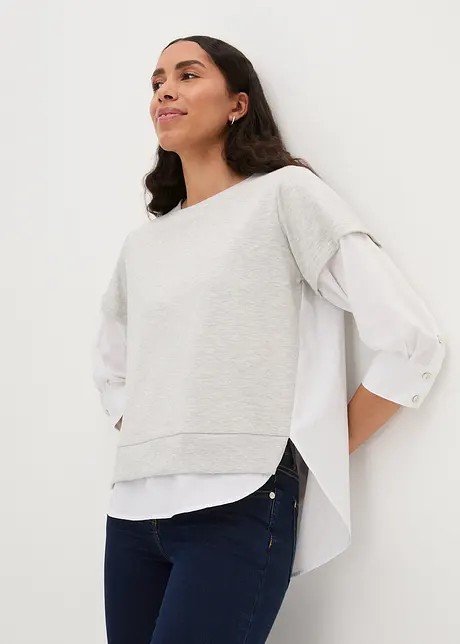 Blouse à empiècement sweat, manches 3/4, bonprix