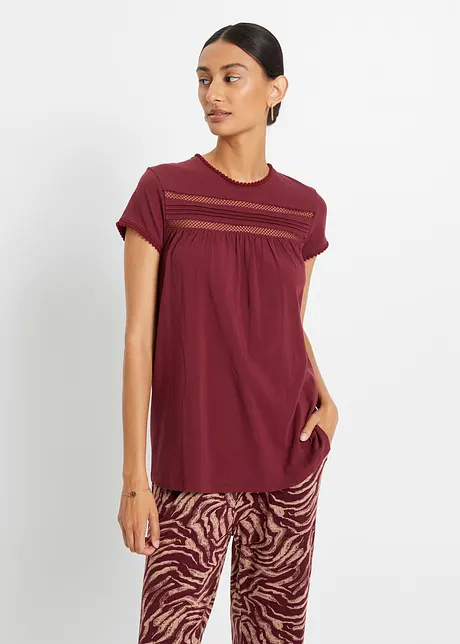 T-shirt en coton avec dentelle, bonprix